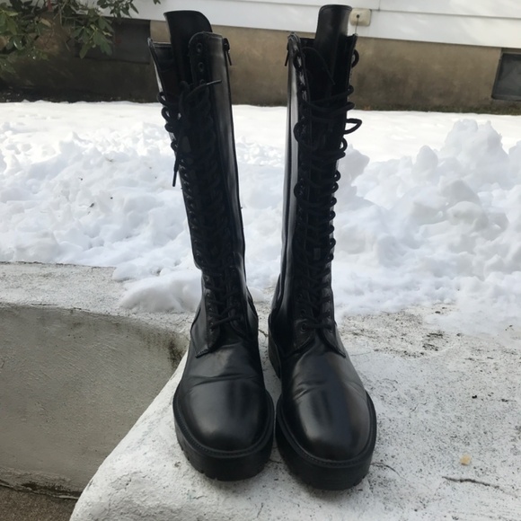 Zara Tall Lace Up Combat Boots - Picture 6 of 8